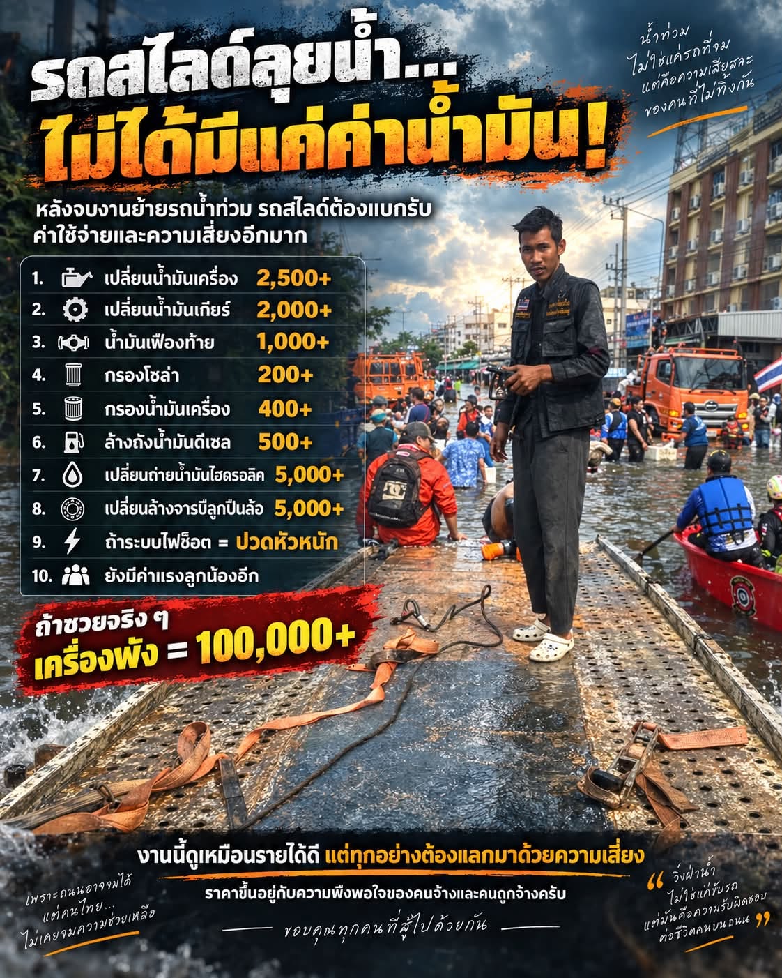 รถสไลด์ลุยน้ำ…ไม่ได้มีแค่ค่าน้ำมัน!